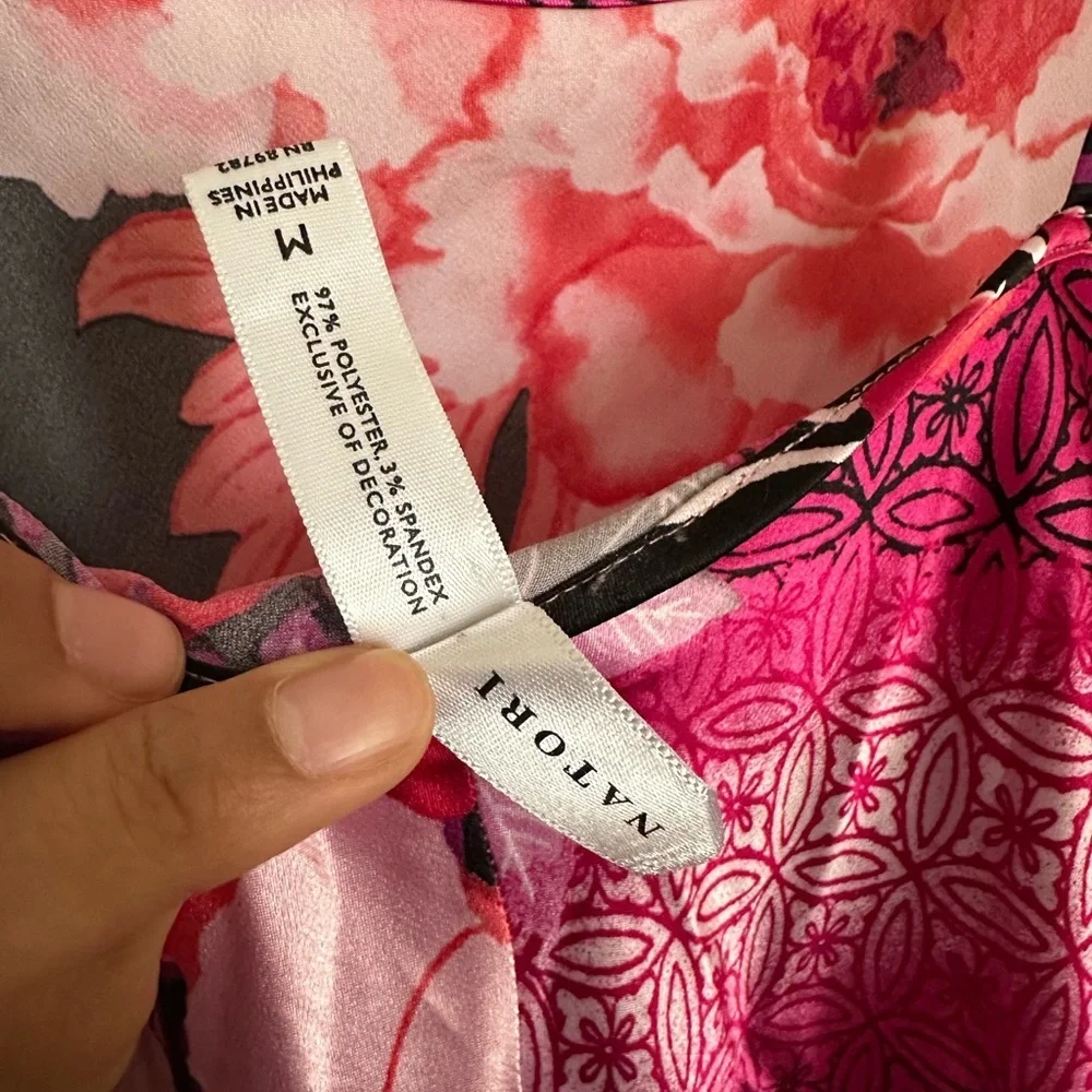 Vintage Cruz Natori Pink floral midi dress with adjustable straps satin material